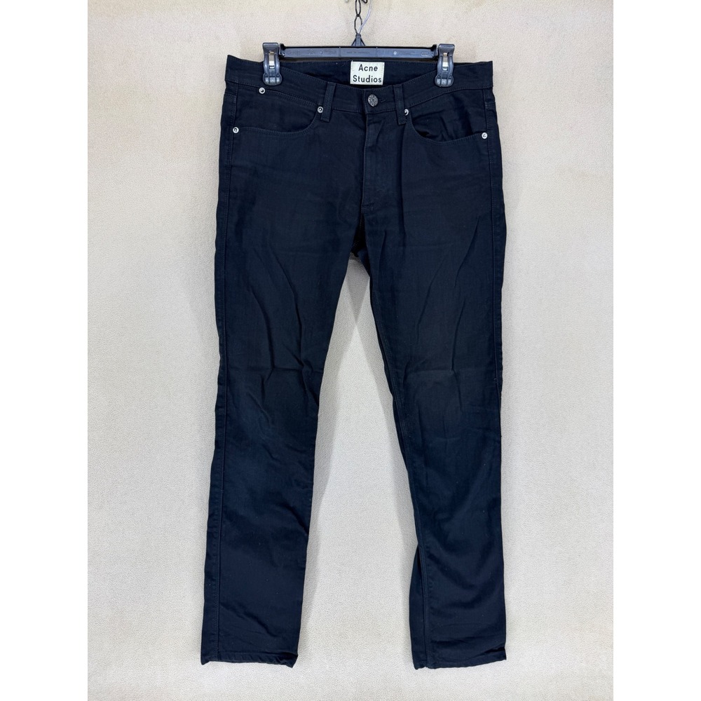 Acne Studios Max Stay Cash Black Denim Mens Jeans 32x32 Straight‎ Leg Slim Fit